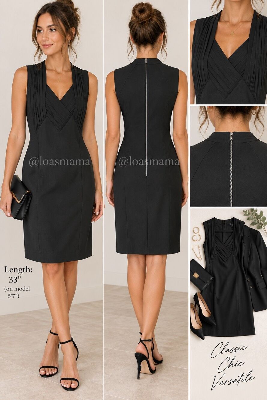French Connection NWT Black Mixed Media Fitted Dress Size 2 Sleek Bodycon